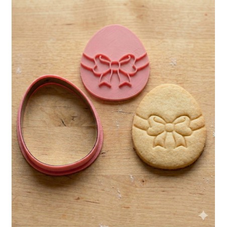 Cortante + Sello para Galletitas Pascuas Huevito Moño