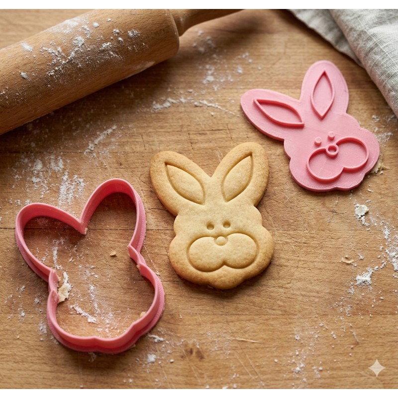 Cortante + Sello para Galletitas Pascuas Conejito Cara 2